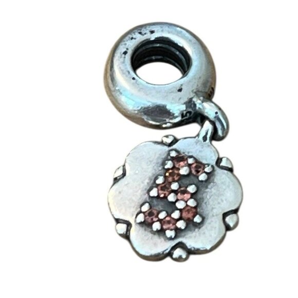 Pandora Sterling Silver Number 5 Dangle Charm Garnet CZ 925 ALE - Picture 6 of 8